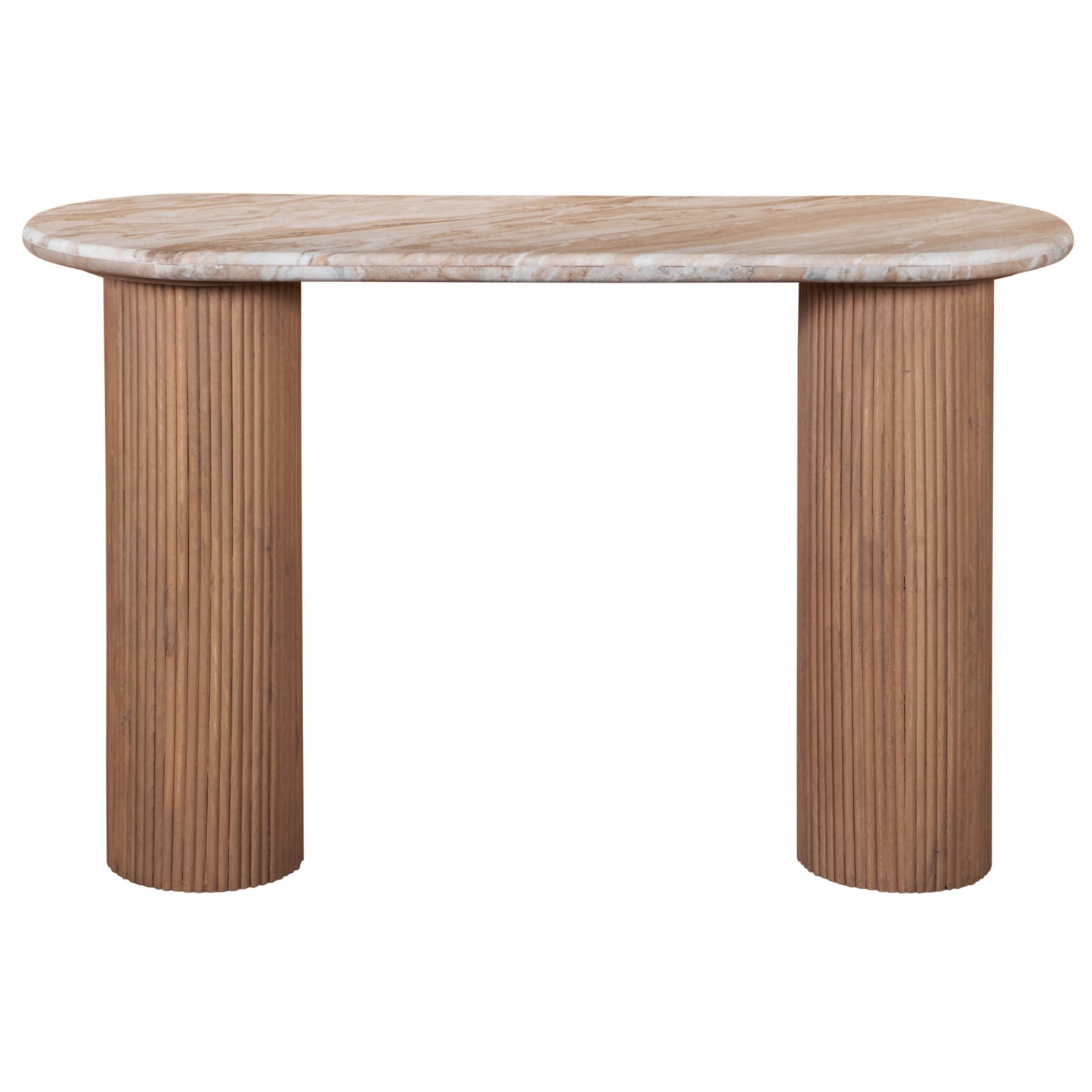 MADE TO ORDER - Natural Pale Taupe Marble Top with Solid Mango Wood Base. H77×W120×D40cm. A true statement in minimalism and craftsmanship. Shop online at www.nobleandnook.co.uk