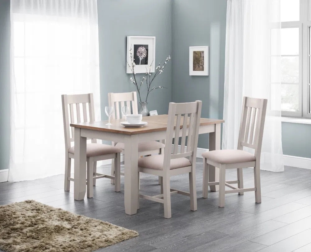 Bring understated charm to your dining area with the Richmond Dining Chair in Elephant Grey and Pale Oak. A classic high-back design & comfortably padded pewter linen seat. Shop online today at www.nobleandnook.co.uk