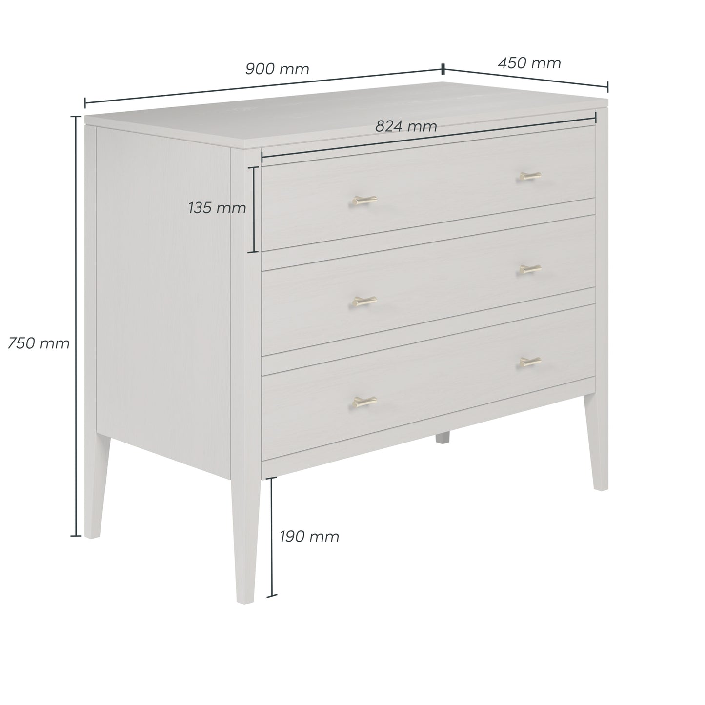 Shop the Radford Chest of Drawers in grey solid oak with three drawers by D.I. Designs. FREE UK MAINLAND DELIVERY. Shop online now at www.dorsbien.co.uk