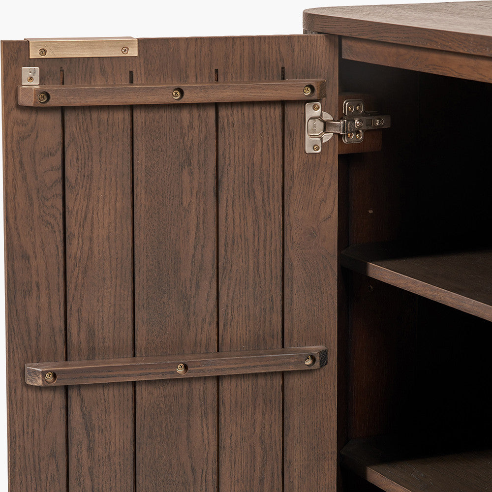 Designed with a striking ribbed oak and pine wood façade and whether used as a drinks cabinet or a statement storage piece, this elegant cabinet adds instant luxury to any interior. Shop online now at www.nobleandnook.co.uk