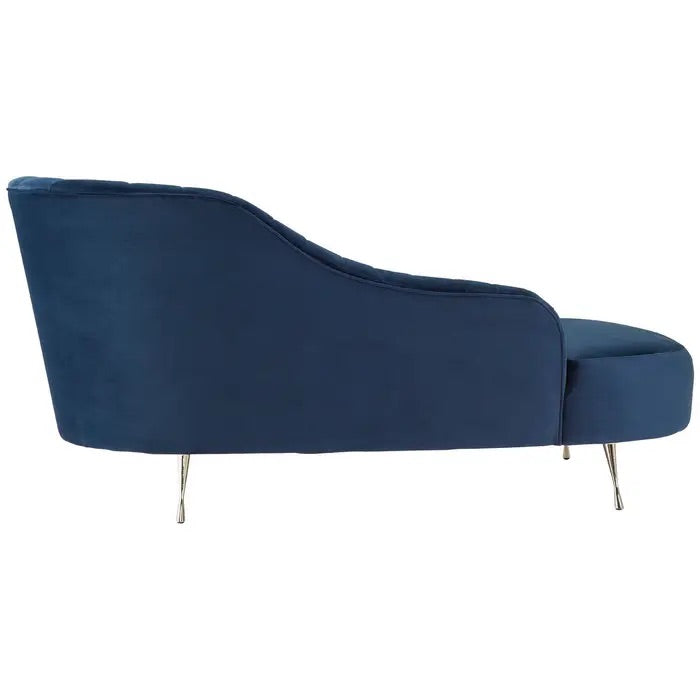 This Dark Blue Velvet Chaise Longue is a sophisticated fusion of modern design and timeless elegance. Ideal for contemporary interiors with a classic touch. Shop online today at www.nobleandnook.co.uk