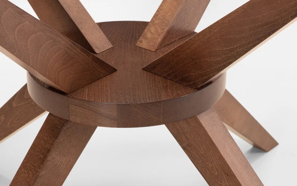 Round Walnut and Glass Dining Table