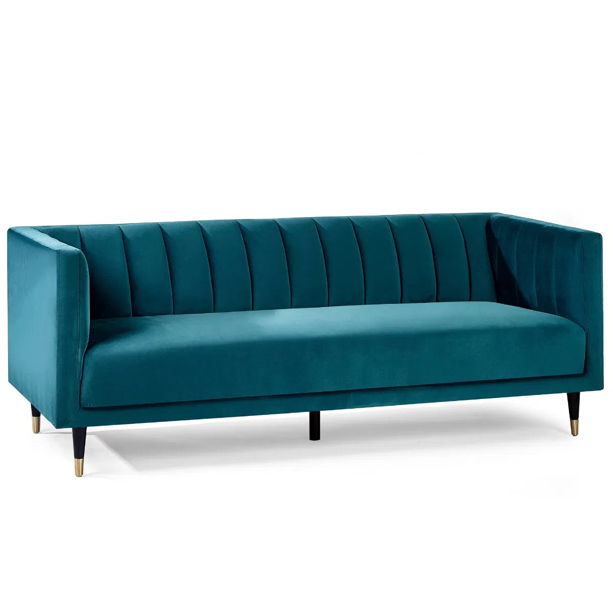 Scalloped Back 3 Seater Sofa in Teal or Grey Velvet