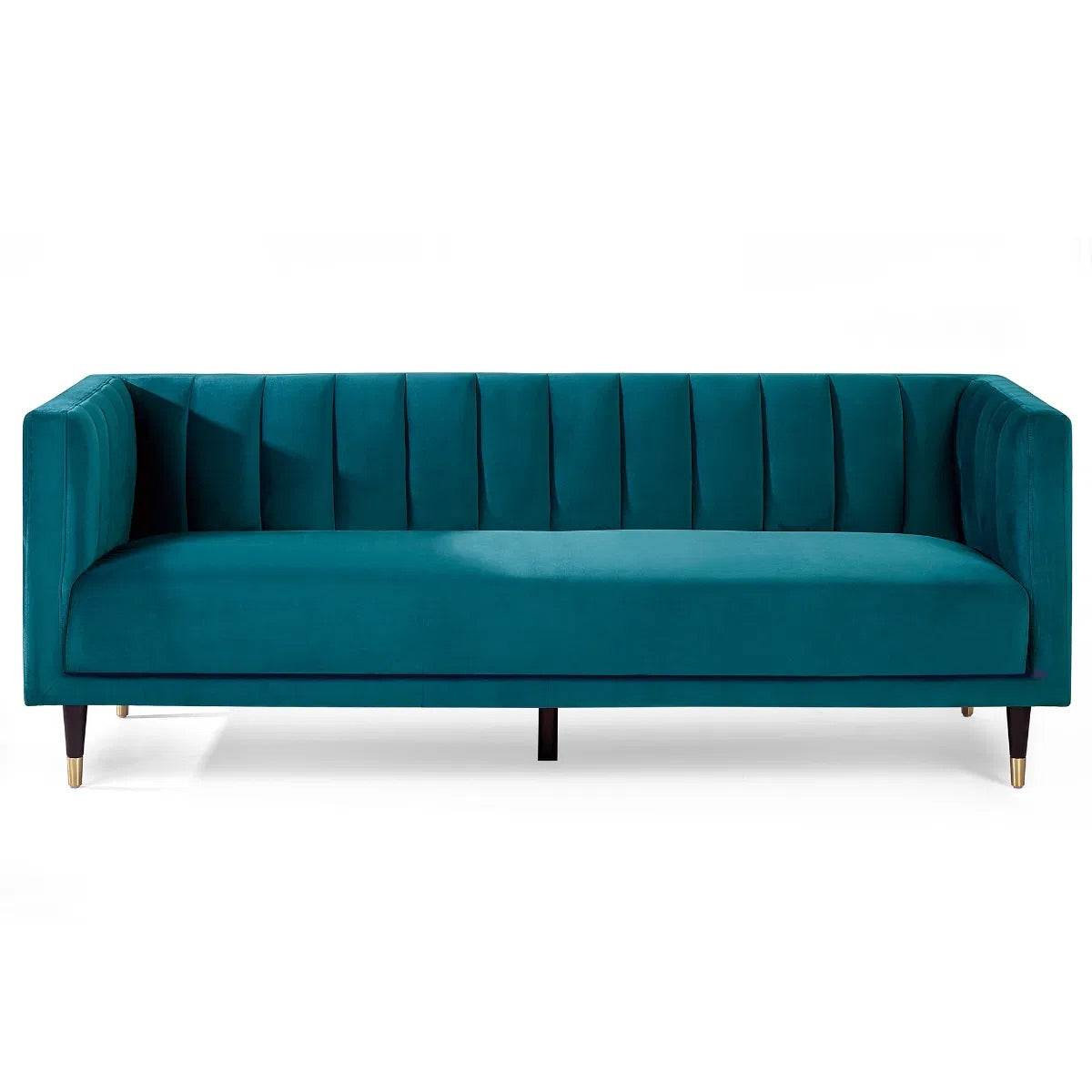 Scalloped Back 3 Seater Sofa in Teal or Grey Velvet