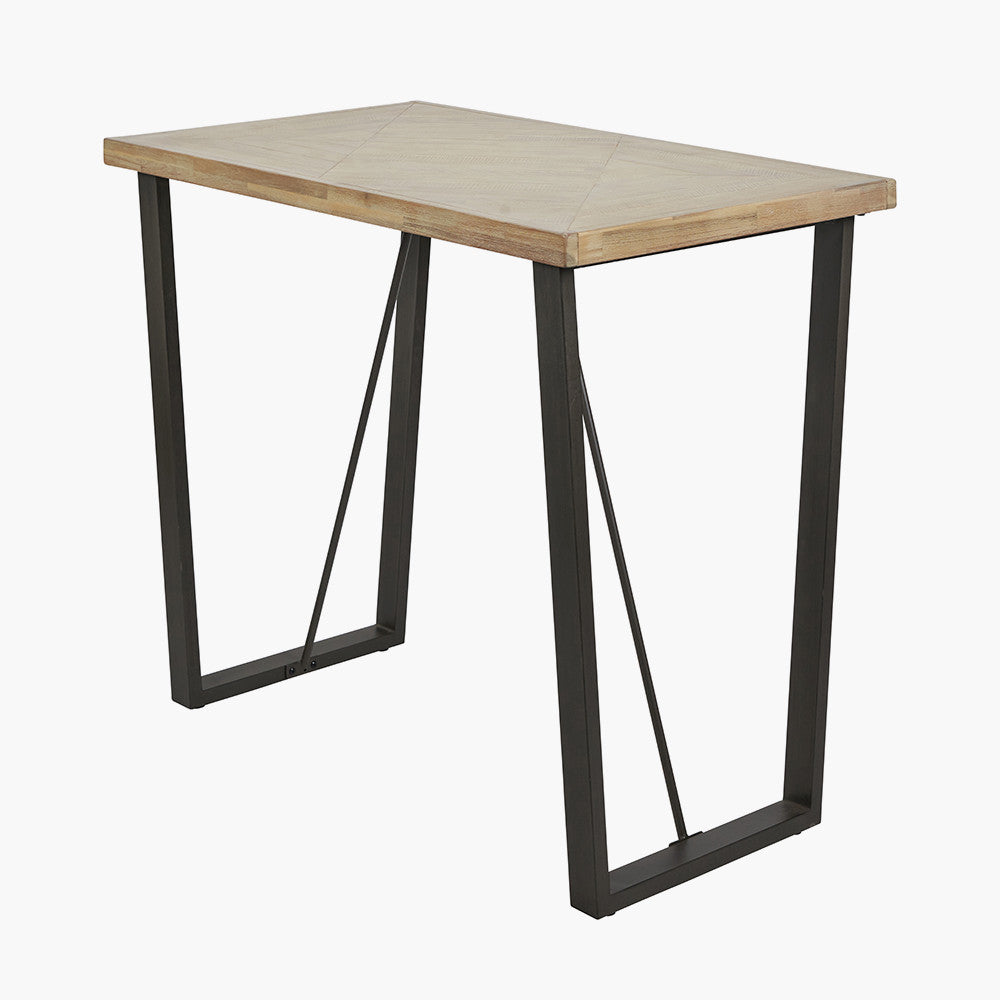 Elegant style and modern design from the Sand Wash Acacia Wood and Black Metal Bar Table. FREE UK MAINLAND DELIVERY. Shop online now at www.nobleandnook.co.uk