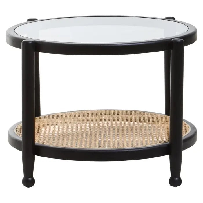 Shop the Savanna Coffee Table crafted from eco-friendly elm wood, finished with a black frame with clean lines and rounded corners and clear glass top. Shop online today at www.nobleandnook.co.uk