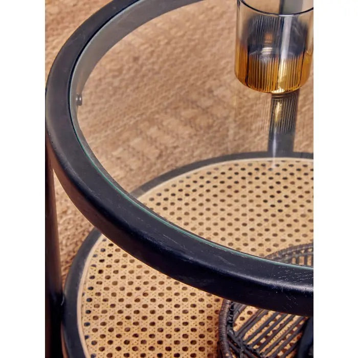 Shop the Savanna Coffee Table crafted from eco-friendly elm wood, finished with a black frame with clean lines and rounded corners and clear glass top. Shop online today at www.nobleandnook.co.uk