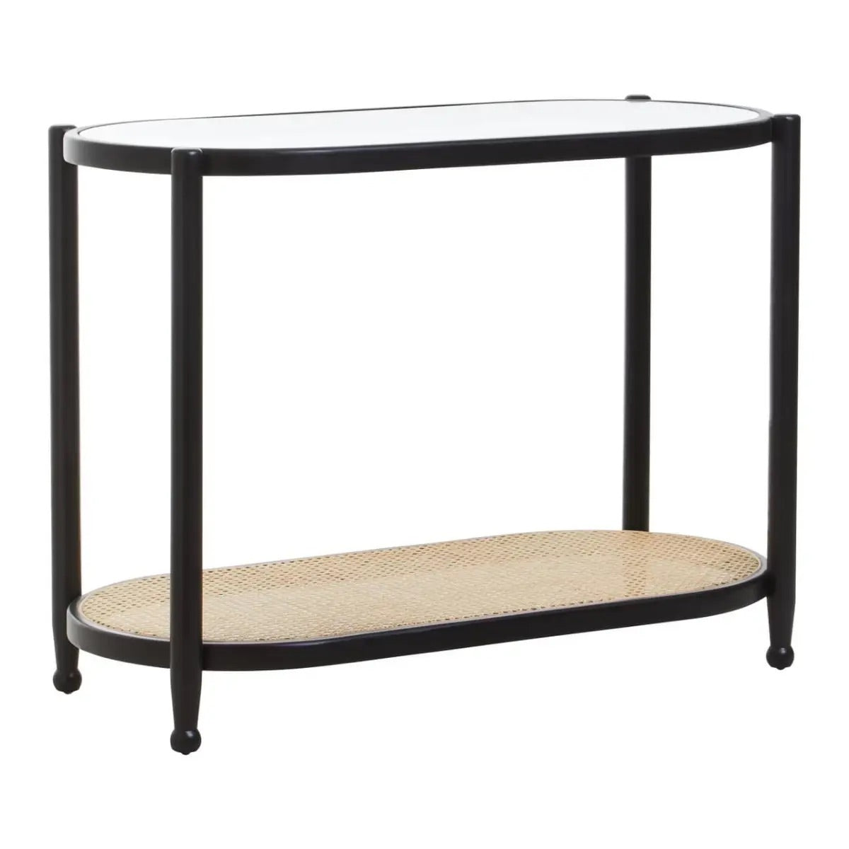 Savanna Console Table | Sustainable Elm Wood & Rattan Weave