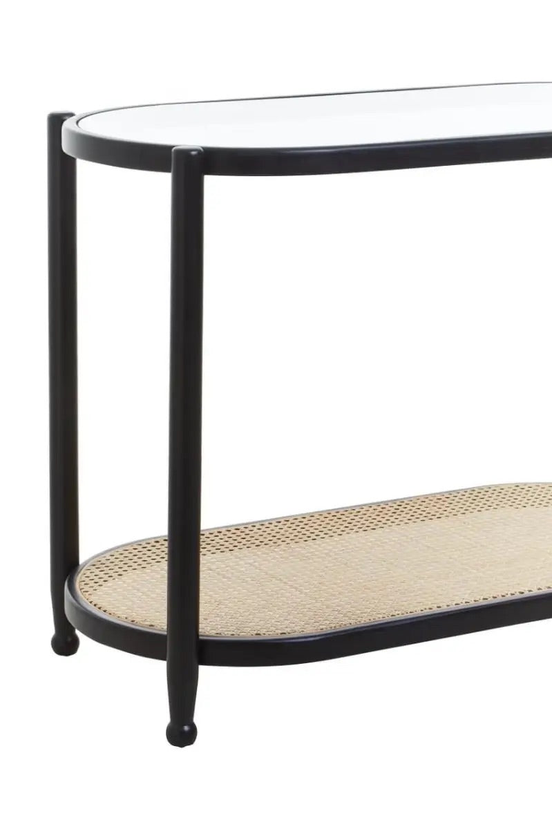 Savanna Console Table | Sustainable Elm Wood & Rattan Weave