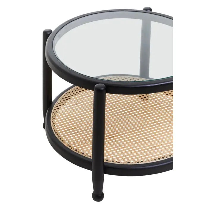 Shop the Savanna Coffee Table crafted from eco-friendly elm wood, finished with a black frame with clean lines and rounded corners and clear glass top. Shop online today at www.nobleandnook.co.uk