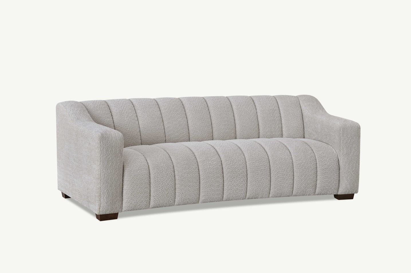 Indulge in luxury with the Aluxo Astoria 3 Seater Sofa in Oatmeal Boucle Fabric. An exquisite piece featuring deep channel stitching and adorned with a soft and alluring boucle fabric in a stunning Oatmeal hue. Shop online today at www.nobleandnook.co.uk