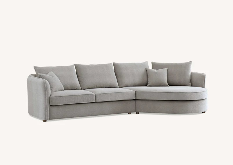 Shop the Aluxo Rubin Corner Chaise in Pebble Boucle, the epitome of luxury and comfort. It's organic curves and contemporary boucle fabric, in a range of neutral tones, make it a statement piece in any home. Shop online today at www.nobleandnook.co.uk