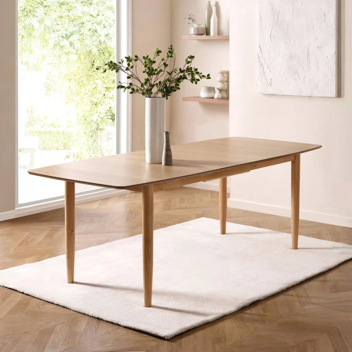 Dimensions: W180–220xD90xH76cm - Perfectly sized for both everyday meals and larger gatherings, this table expands effortlessly from 180 cm to 220 cm. Available at www.nobleandnook.co.uk