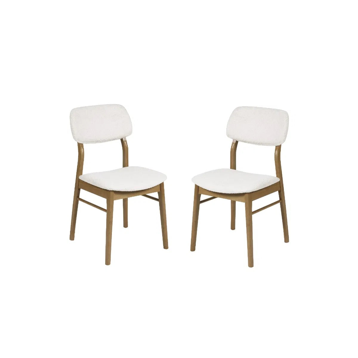 Dimensions: H85 x W56 x D45 cm. Luxurious White Boucle Upholstery adds a rich, tactile finish that feels both inviting and sophisticated. Ergonomically designed for lasting comfort and support during long meals and conversations.