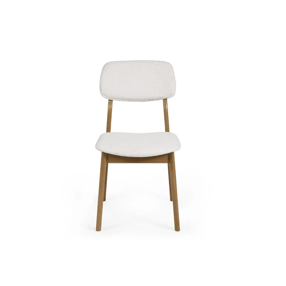 Dimensions: H85 x W56 x D45 cm. Luxurious White Boucle Upholstery adds a rich, tactile finish that feels both inviting and sophisticated. Ergonomically designed for lasting comfort and support during long meals and conversations.
