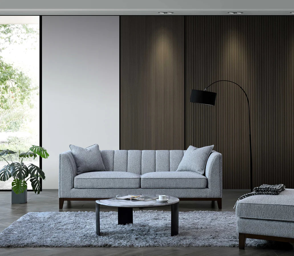 Shop the Aluxo Cooper 3 Seater Sofa, a timeless modern sofa built on a solid wooden frame, high density foam padding and a soft, textured boucle finish. Shop online today at www.nobleandnook.co.uk