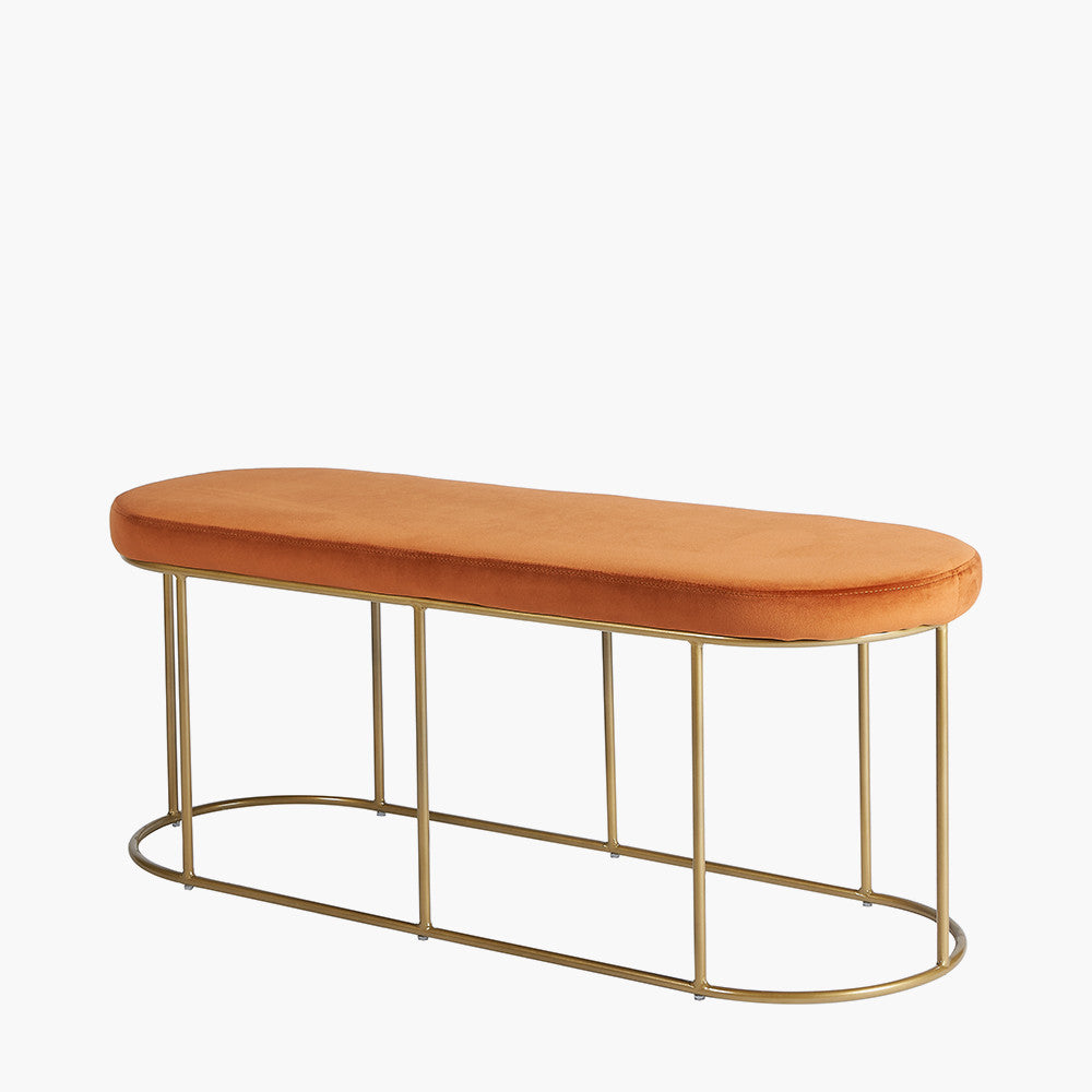 Featuring luxurious Tobacco velvet and a sleek champagne gold metal frame, the this bench is a refined and useful addition to any space. FREE UK MAINLAND DELIVERY on orders over £100. Shop online now at www.nobleandnook.co.uk
