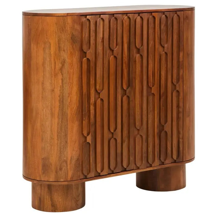 Shop the Torcino two door Mango Wood Cabinet in eco-friendly mango wood with intricately carved design. This item is pre-assembled. Shop online at www.nobleandnook.co.uk