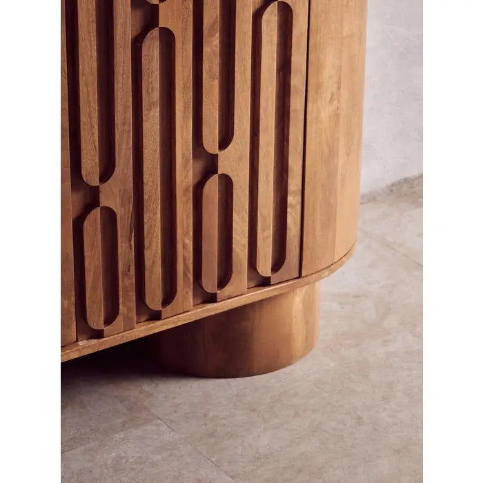 Shop the Torcino two door Mango Wood Cabinet in eco-friendly mango wood with intricately carved design. This item is pre-assembled. Shop online at www.nobleandnook.co.uk