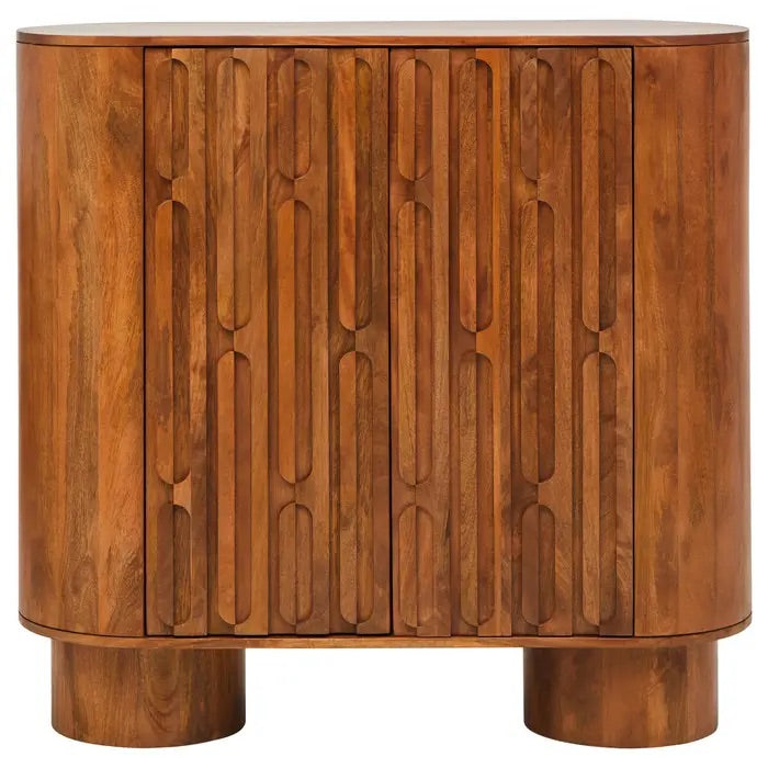 Shop the Torcino two door Mango Wood Cabinet in eco-friendly mango wood with intricately carved design. This item is pre-assembled. Shop online at www.nobleandnook.co.uk