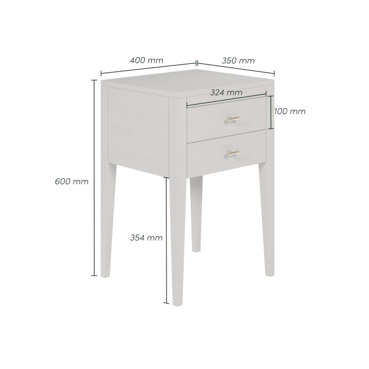 Radford 2 Drawer Bedside Table in Grey Oak