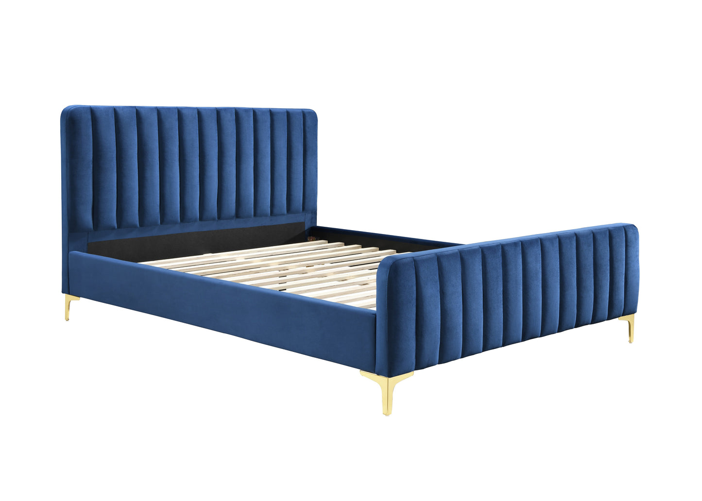 Shop this sophisticated midnight blue velvet bed frame, designed to blend luxury with functionality. FREE UK Mainland Delivery. Shop online today at www.nobleandnook.co.uk
