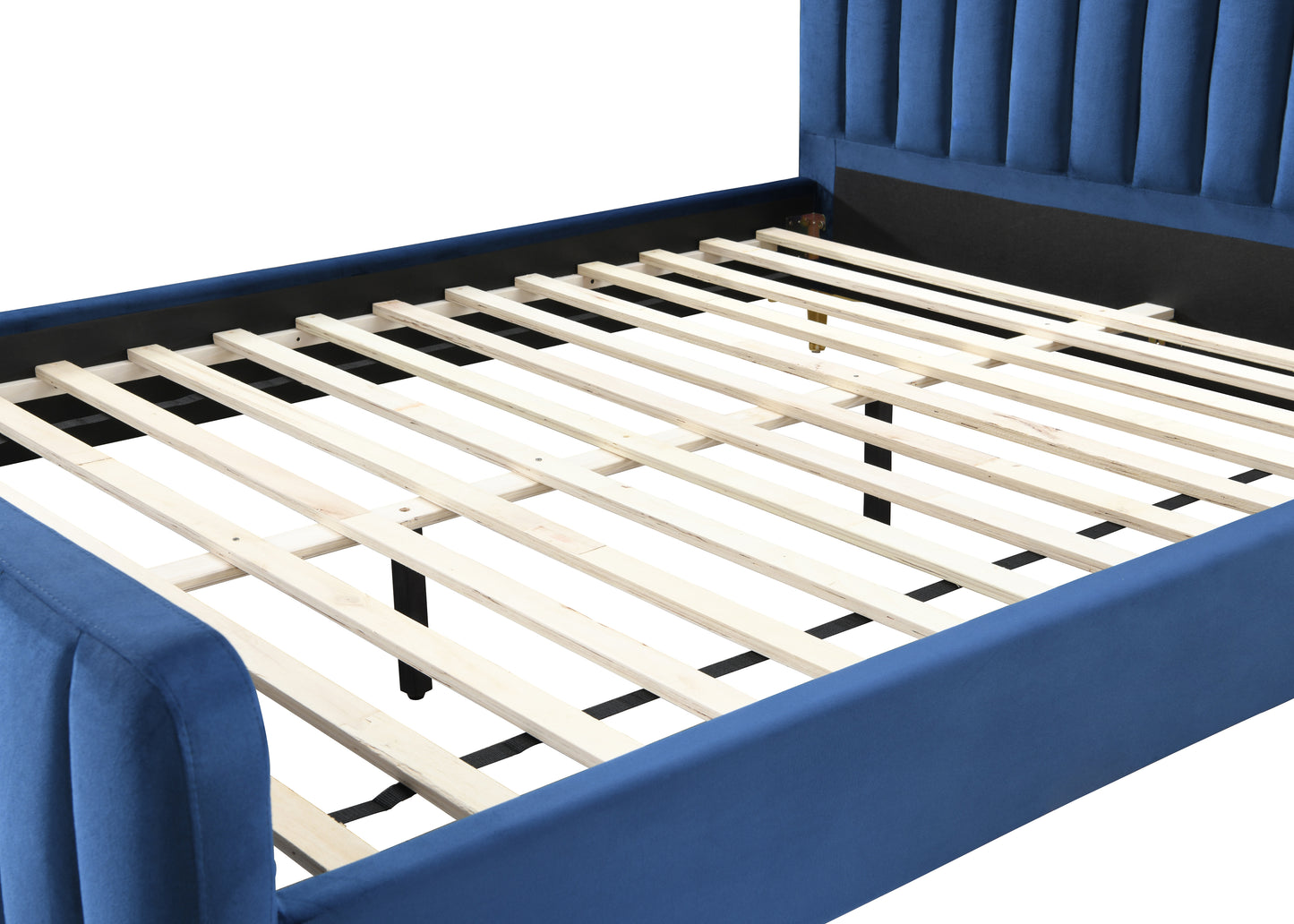 Shop this sophisticated midnight blue velvet bed frame, designed to blend luxury with functionality. FREE UK Mainland Delivery. Shop online today at www.nobleandnook.co.uk