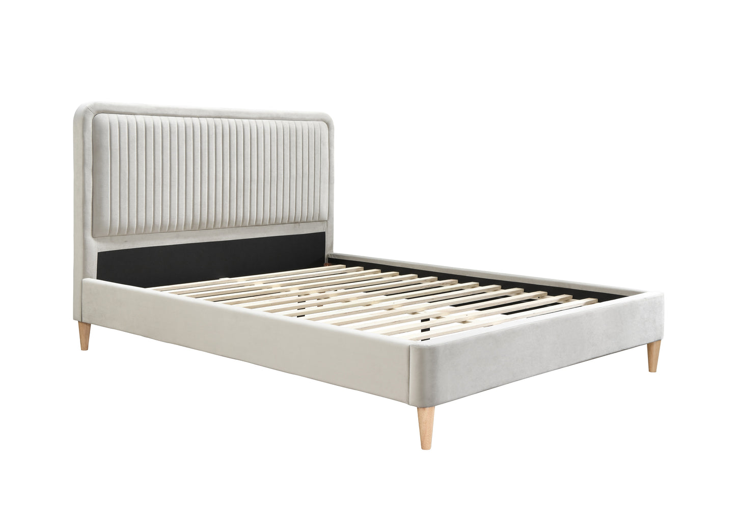 Experience luxury and comfort with this beautifully crafted king size bed frame, upholstered in warm stone grey fabric. Designed to blend timeless elegance. Shop online today at www.nobleandnook.co.uk