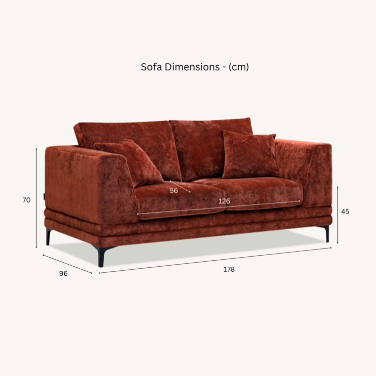 The Lenox 2 and 3 Seater Sofa in Rust Velvet
