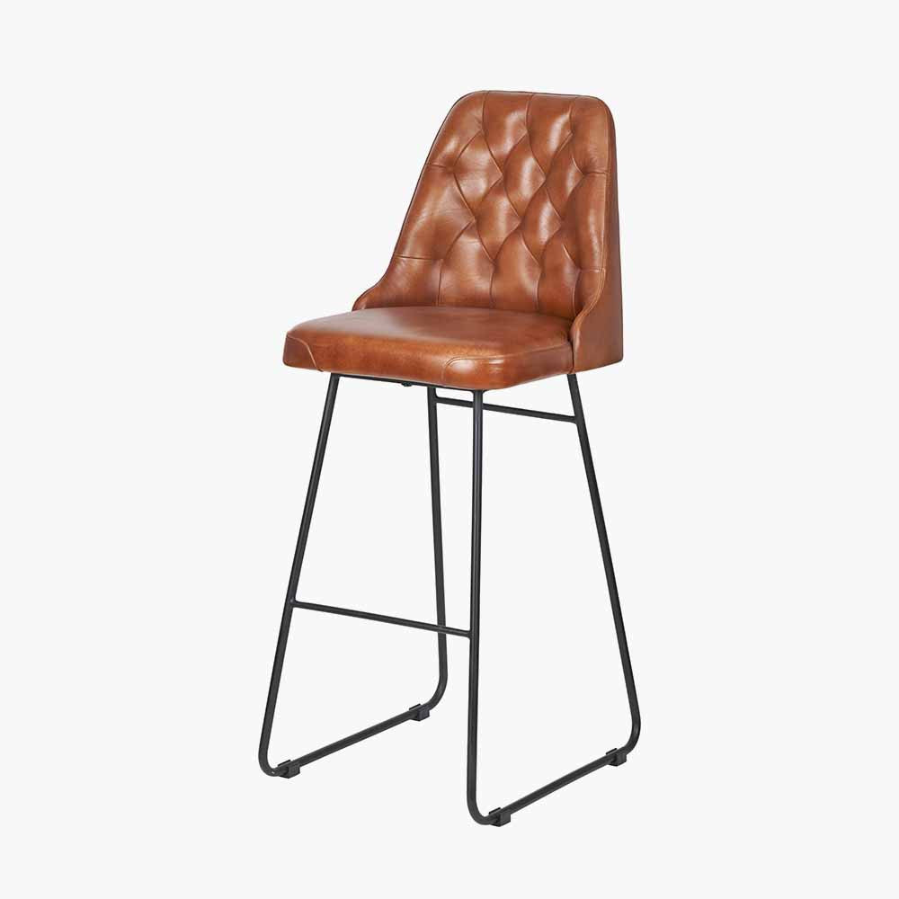 Shop our stylish Vintage Brown Leather and Black Metal Diamond Back Camillo Bar Stool, the perfect addition to any breakfast bar or kitchen island. FREE UK MAINLAND DELIVERY. Shop online now at www.nobleandnook.co.uk