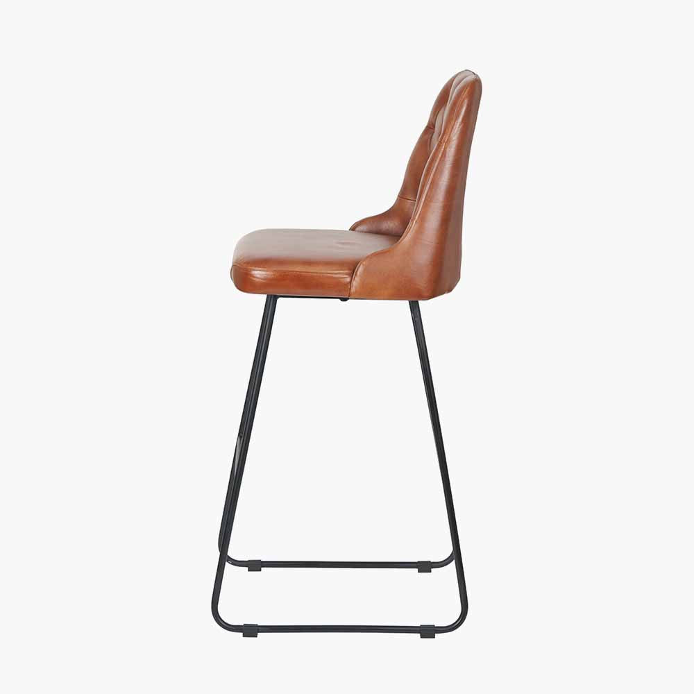 Shop our stylish Vintage Brown Leather and Black Metal Diamond Back Camillo Bar Stool, the perfect addition to any breakfast bar or kitchen island. FREE UK MAINLAND DELIVERY on orders over £100. Shop online now at www.nobleandnook.co.uk