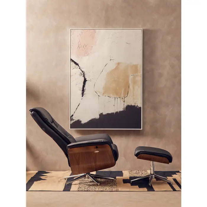 The Belmont Black Faux Leather Recliner & Footstool