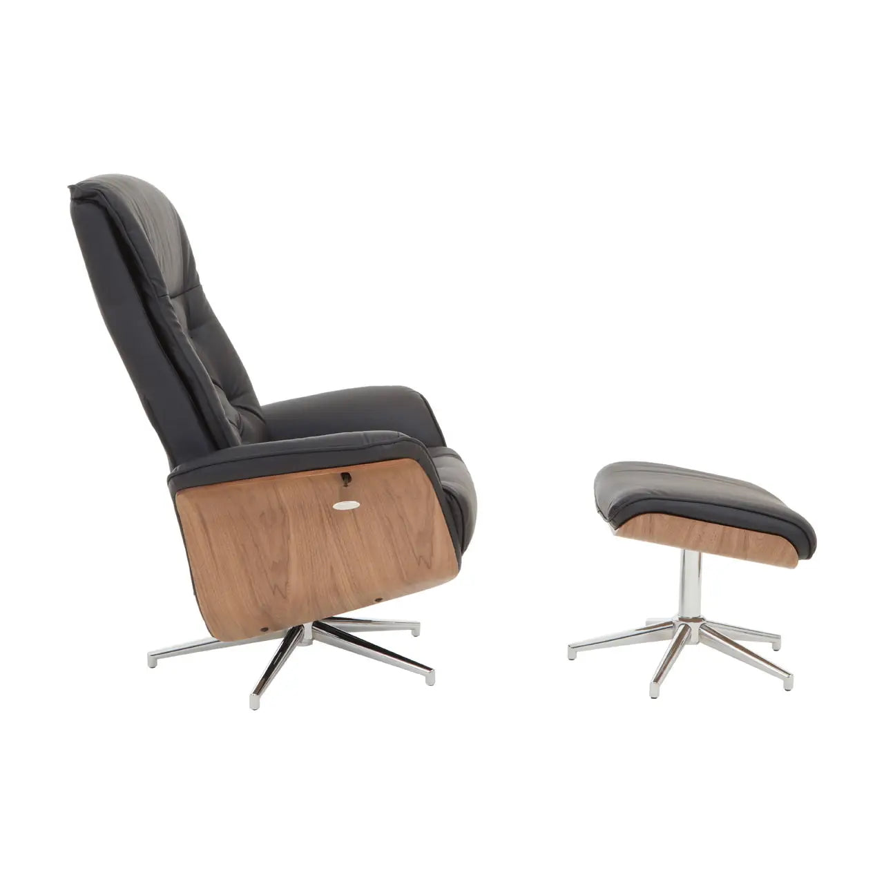 The Belmont Black Faux Leather Recliner & Footstool