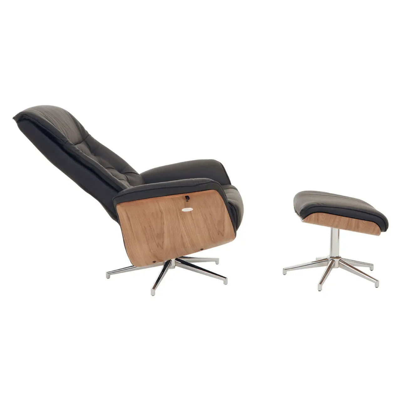 The Belmont Black Faux Leather Recliner & Footstool