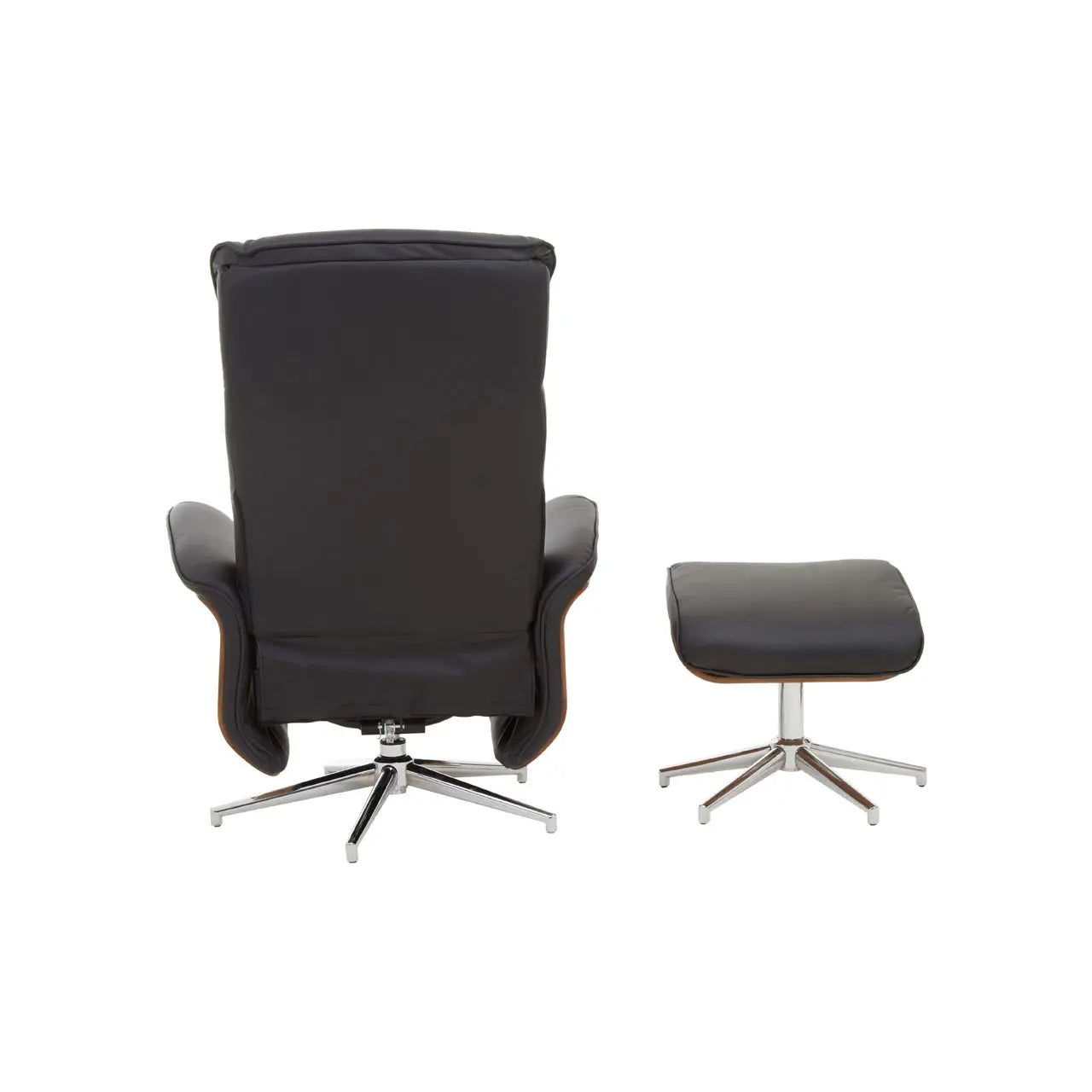 The Belmont Black Faux Leather Recliner & Footstool