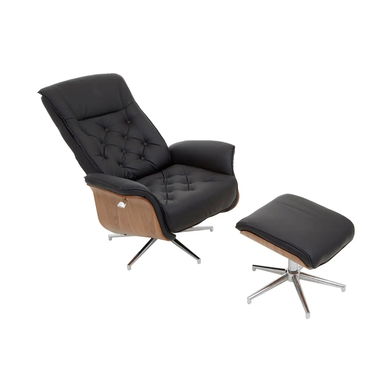 The Belmont Black Faux Leather Recliner & Footstool