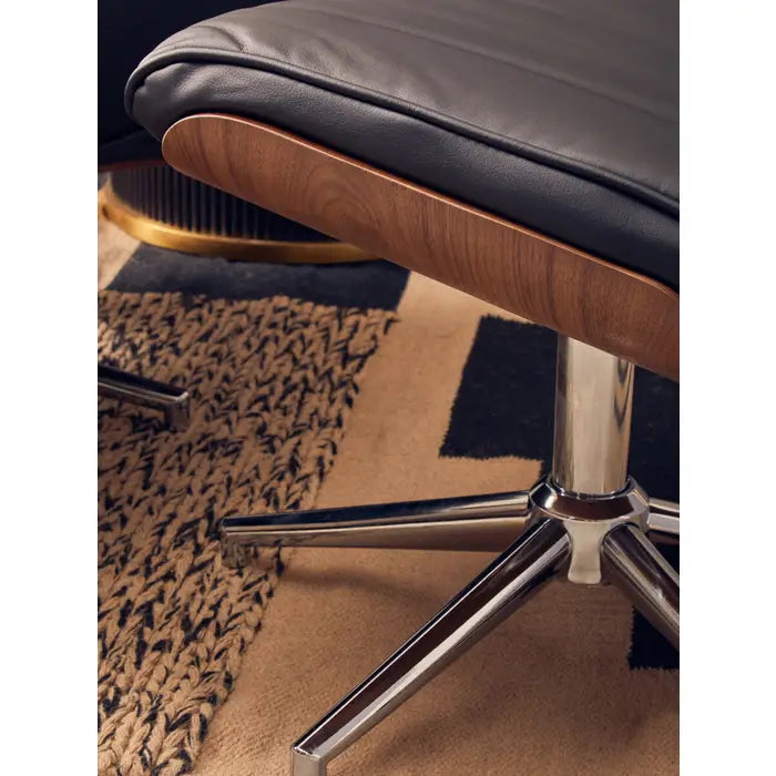 The Belmont Black Faux Leather Recliner & Footstool