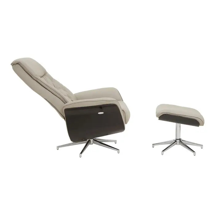 The Warrington Recliner Chair and Footstool combines modern aesthetics with superior comfort, this set is ideal for a home office, reading nook, or relaxing space. Shop online today at www.nobleandnook.co.uk