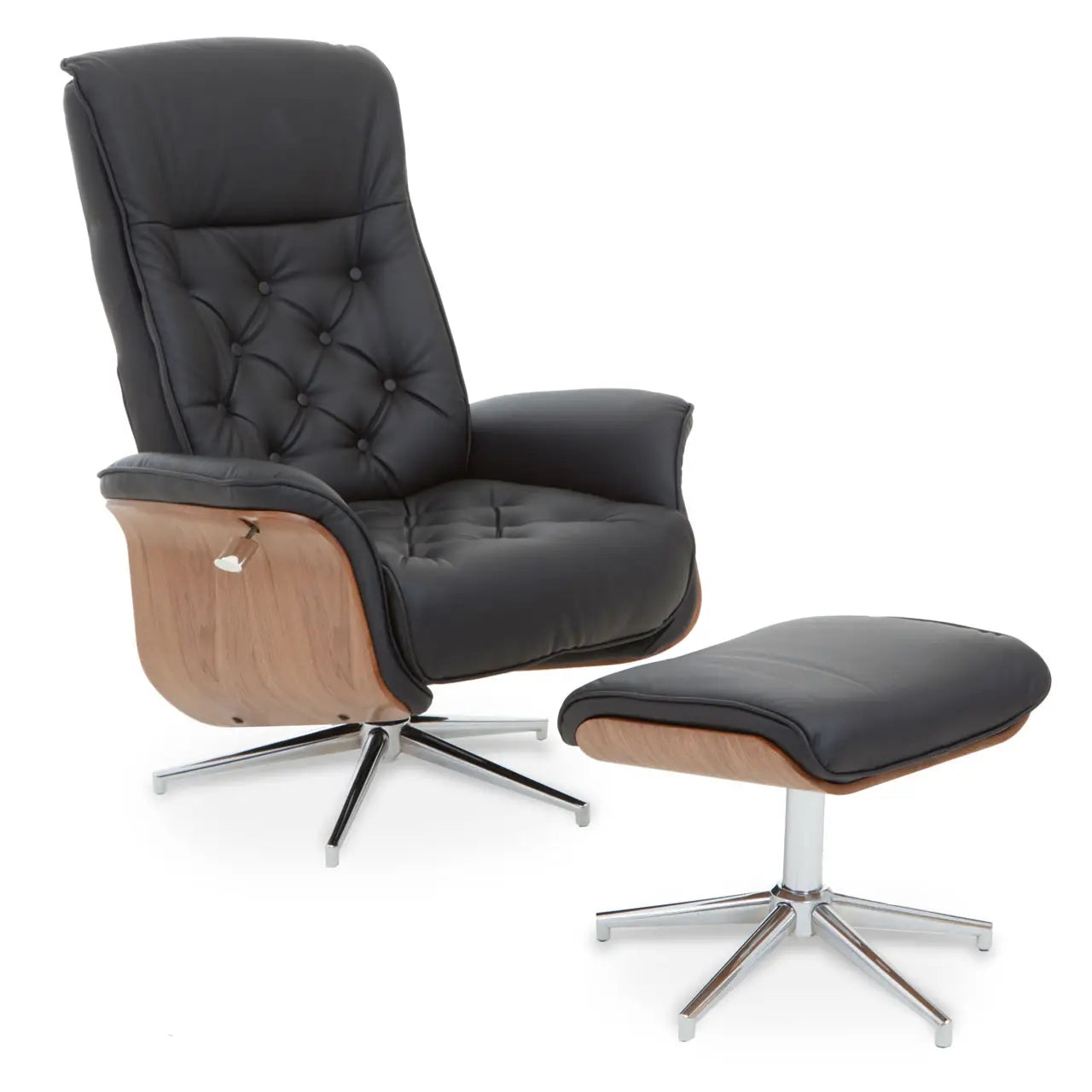 The Belmont Black Faux Leather Recliner & Footstool