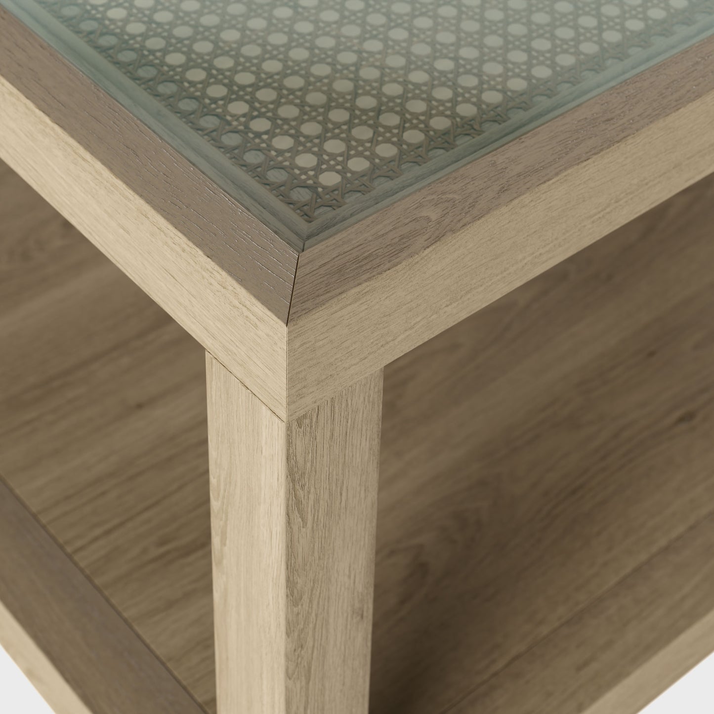 Shop the Witley Coffee Table in grey oak with a glass top that sits on a rattan latticed underside. FREE UK MAINLAND DELIVERY. Shop online now at www.nobleandnook.co.uk