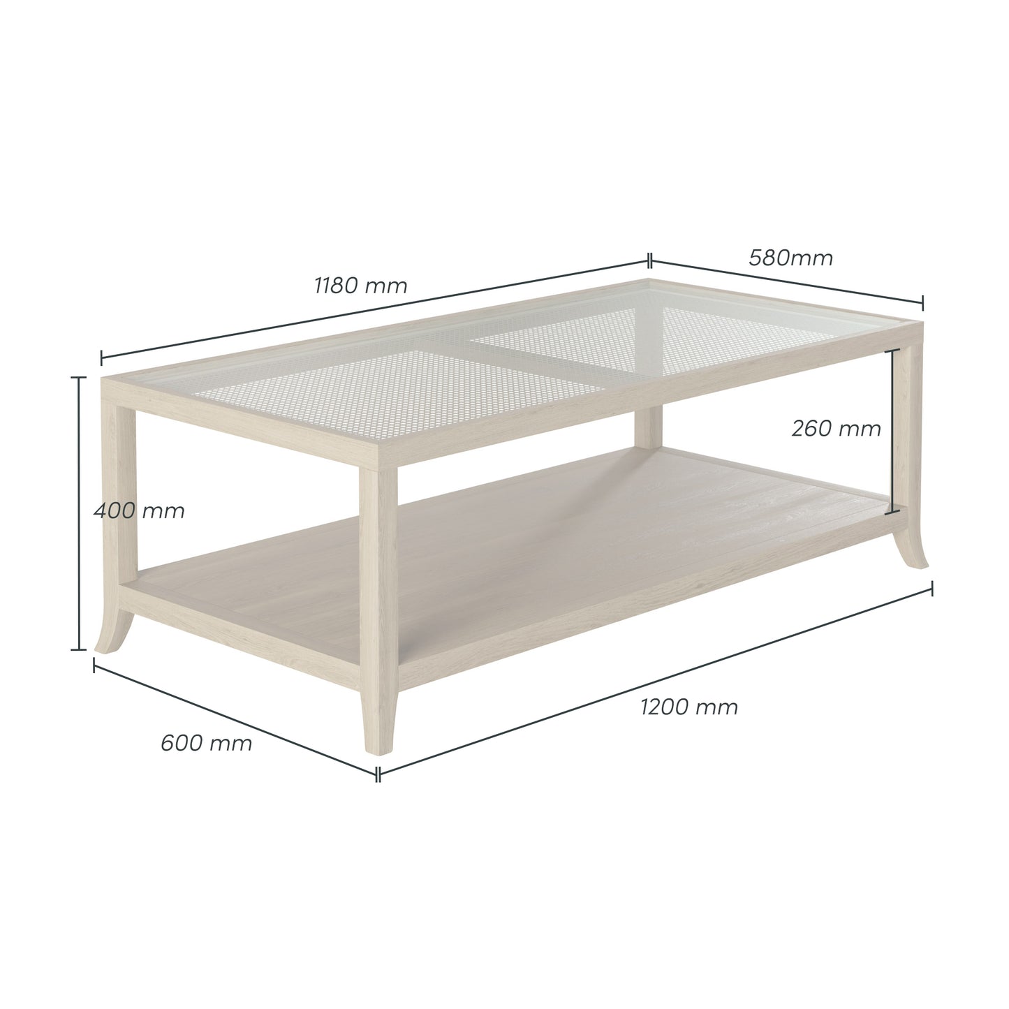 Shop the Witley Coffee Table in grey oak with a glass top that sits on a rattan latticed underside. FREE UK MAINLAND DELIVERY. Shop online now at www.nobleandnook.co.uk