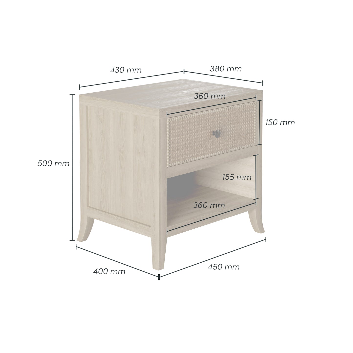 Shop the Witley Bedside Table with one drawer in grey aged oak and a stylish rattan latticed front by D.I. Designs. FREE UK Mainland Delivery. Shop online today at www.dorsbien.co.uk