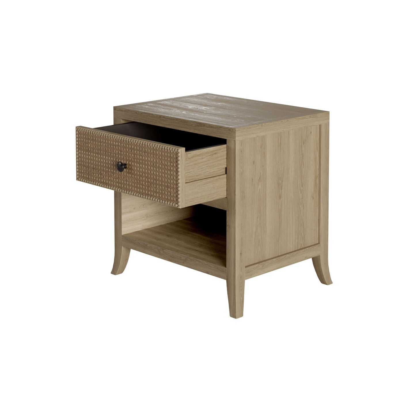 Shop the Witley Bedside Table with one drawer in grey aged oak and a stylish rattan latticed front by D.I. Designs. FREE UK Mainland Delivery. Shop online today at www.dorsbien.co.uk