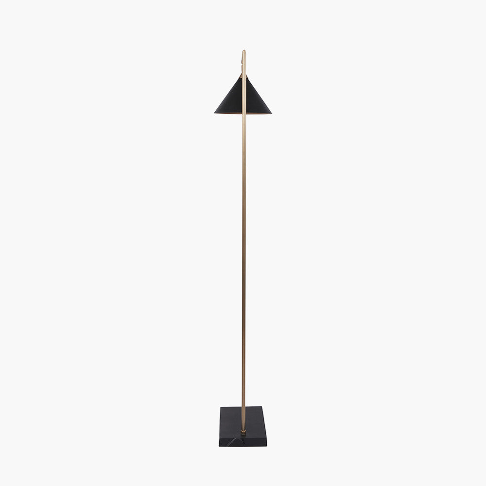 The Zeta Floor Lamp, featuring a sleek combination of matte black and antique brass metal. FREE UK MAINLAND DELIVERY. Shop online now at www.nobleandnook.co.uk