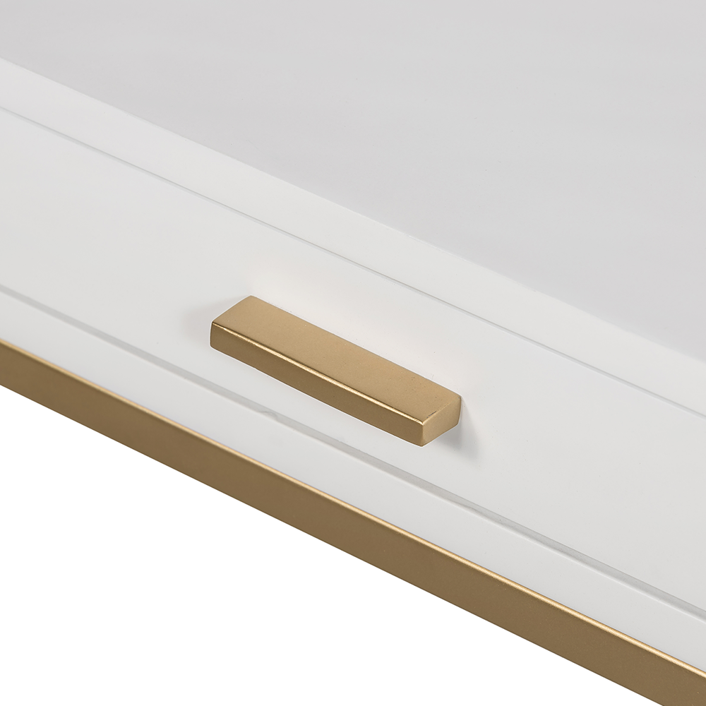 Shop the Berkeley Bedside Table in White with fine tapered gold finished legs. FREE UK Mainland Delivery. Shop online today at www.nobleandnook.co.uk