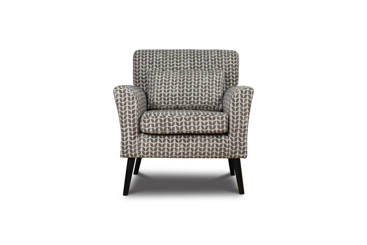 Shop the Warnborough Club Chair in stunning grey patterned fabric and a sleek birch frame and black painted legs by D.I. Designs. FREE UK MAINLAND DELIVERY. Shop online now at www.nobleandnook.co.uk