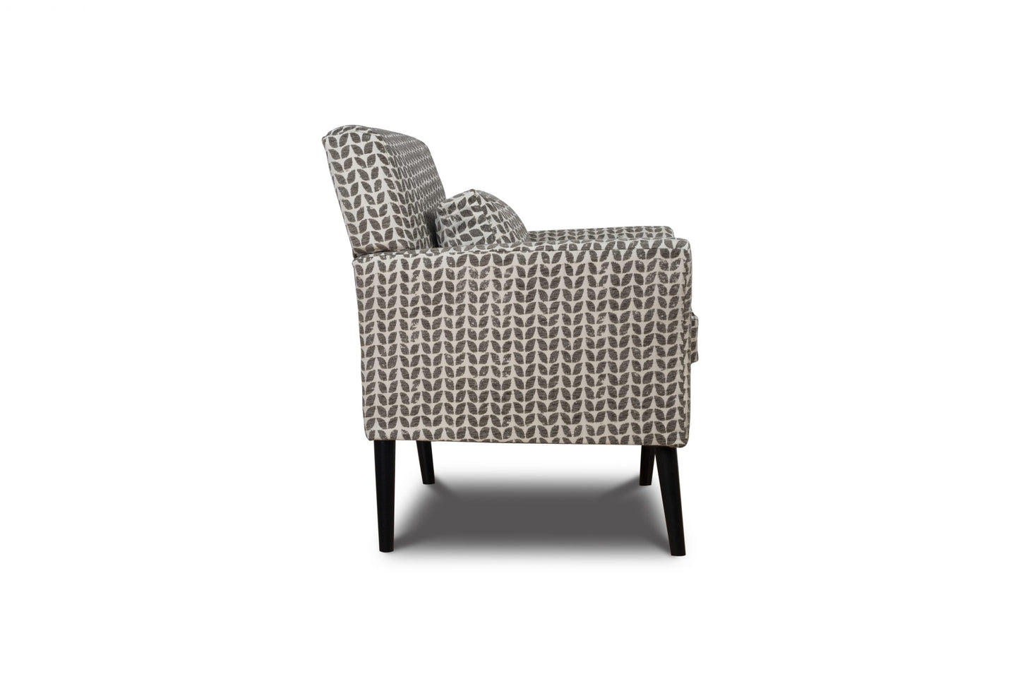 Shop the Warnborough Club Chair in stunning grey patterned fabric and a sleek birch frame and black painted legs by D.I. Designs. FREE UK MAINLAND DELIVERY. Shop online now at www.nobleandnook.co.uk