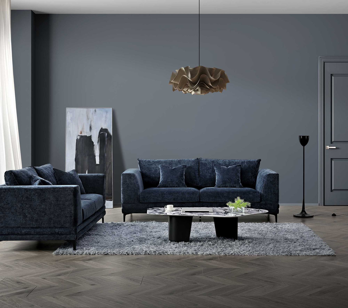 Shop the Lenox 2 and 3 Seater Sofas in Aegean Blue Velvet, timeless mid-century modern sofas with deep sumptuous cushions for you to sink into and relax. Crafted with a solid wooden frame and high-density foam padding. Shop online today at www.nobleandnook.co.uk