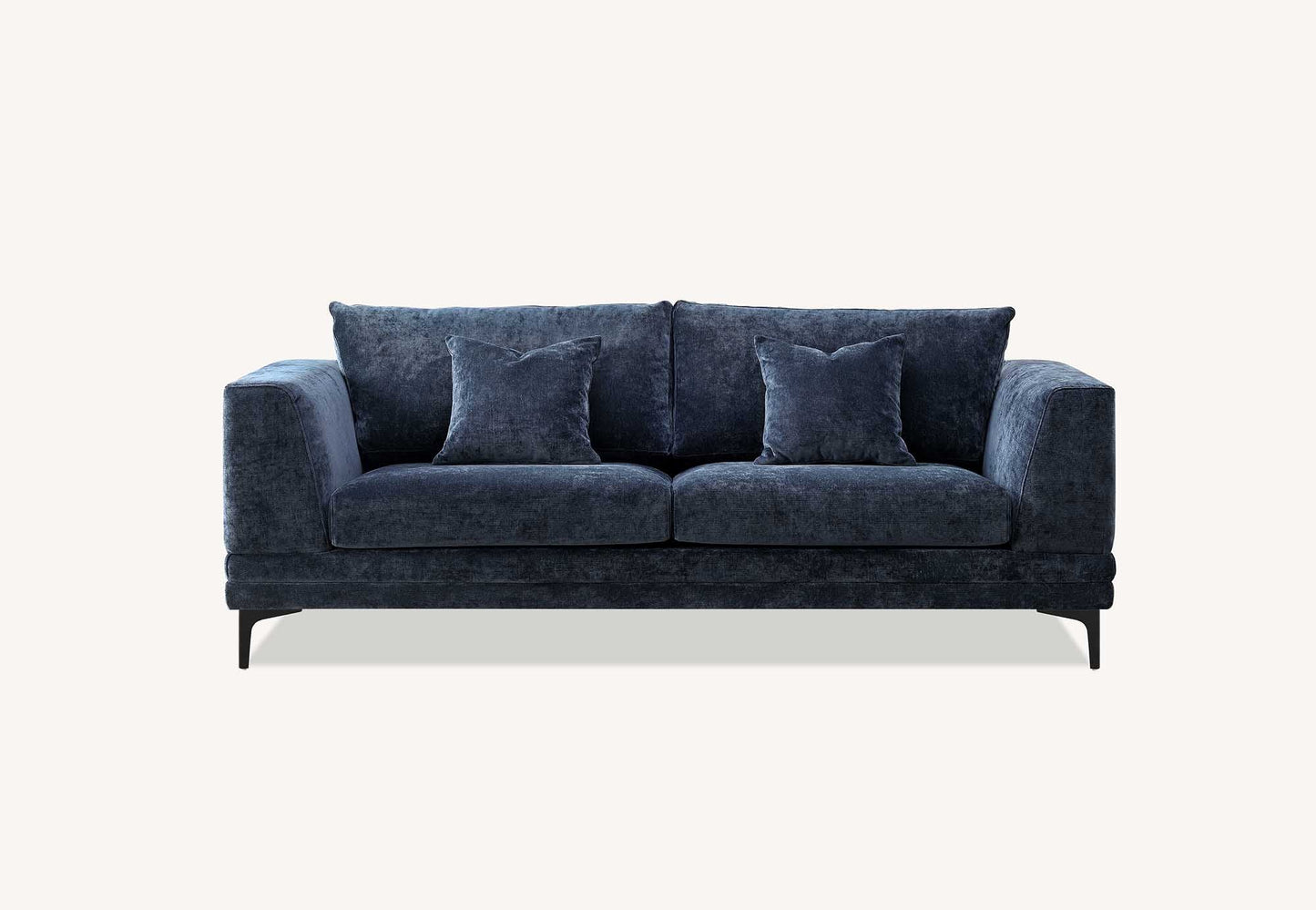 Shop the Lenox 2 and 3 Seater Sofas in Aegean Blue Velvet, timeless mid-century modern sofas with deep sumptuous cushions for you to sink into and relax. Crafted with a solid wooden frame and high-density foam padding. Shop online today at www.nobleandnook.co.uk