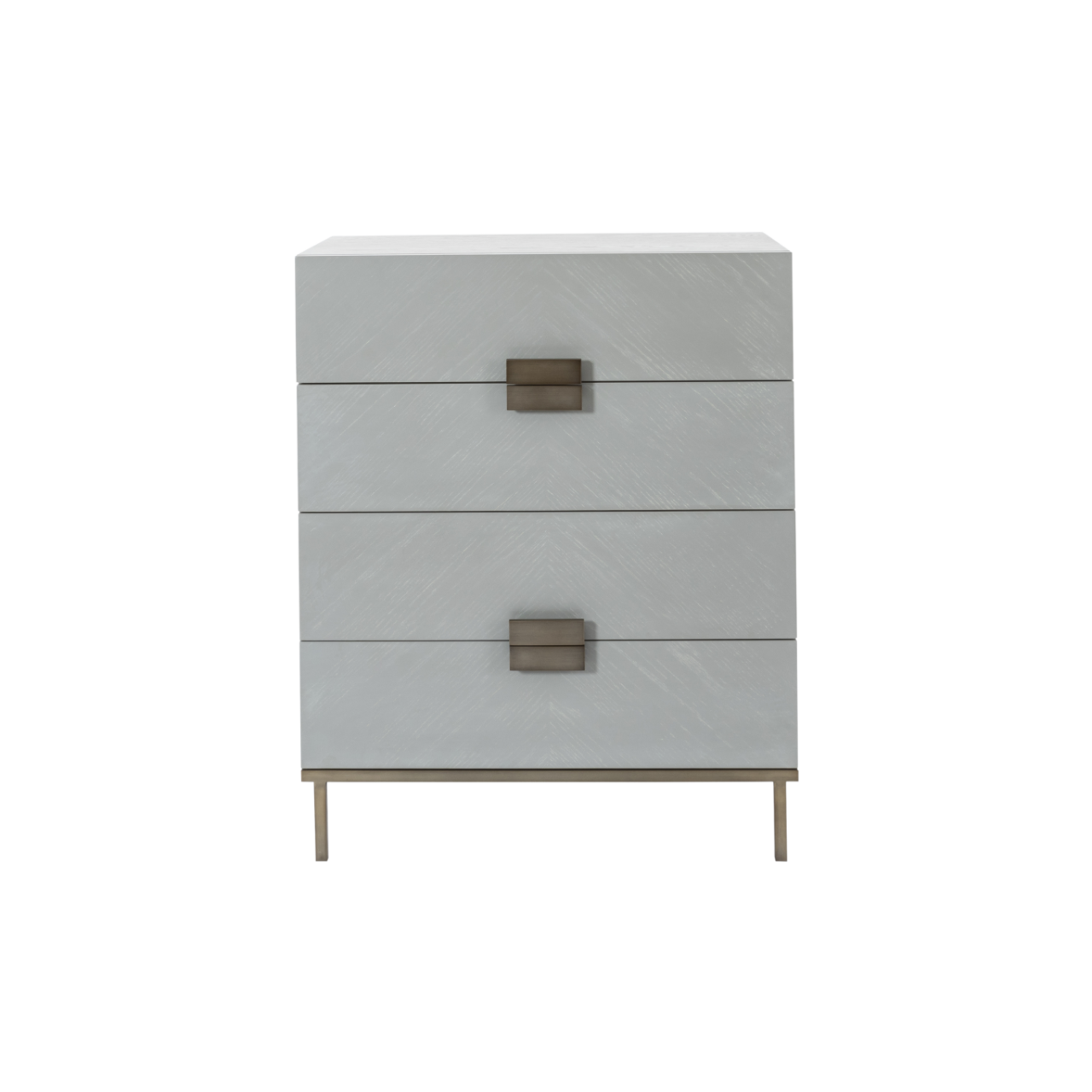 Shop the Lilly Four Drawer Chest in Grey Oak built on a bronze metal frame by Twenty10 Designs. Shop online now at www.nobleandnook.co.uk